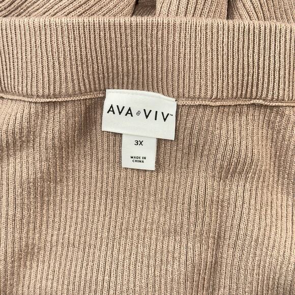 Ava & Viv Plus Size Ribbed Knit Midi Skirt 3X Neutral Beige - Picture 4 of 6